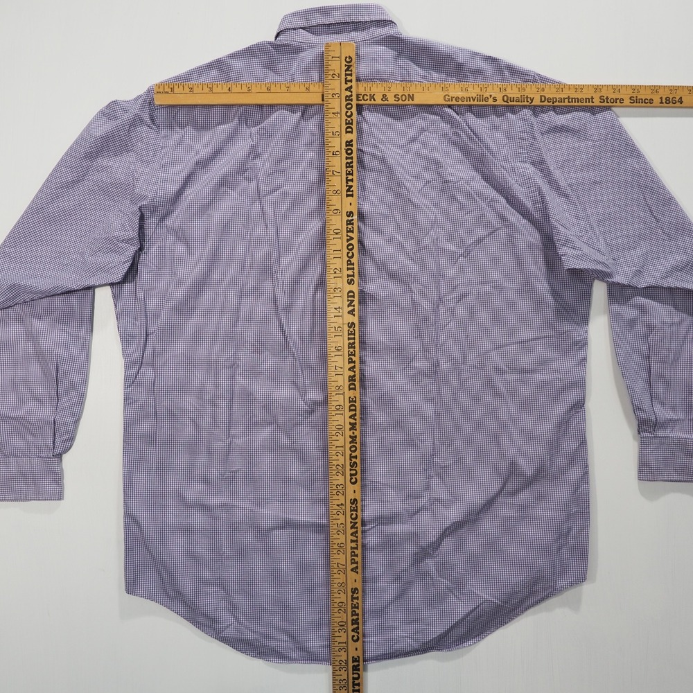 Ralph Lauren Shirt Men Large Purple Gingham Check Long Sleeve Classic Fit Cotton - Picture 5 of 8